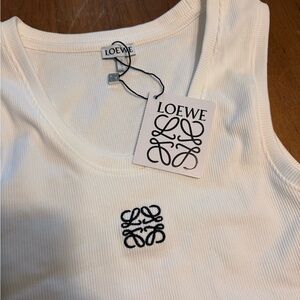 Loewe Ivory Tank Top with Black Logo